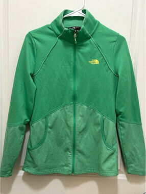 The North Face Women’s Medium Full Zip Jacket Green Two Tone Fleece Activewear